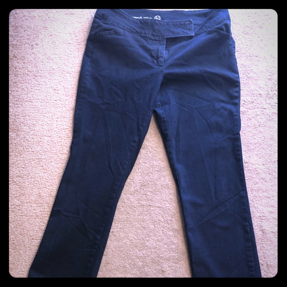 Navy ankle length dress stretch slacks